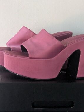 Zara Pink Platform Slide Heels